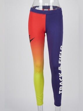 Nike Womens Gradient Leggings - Purple, Red, Yellow, Green Workout Pants Yoga